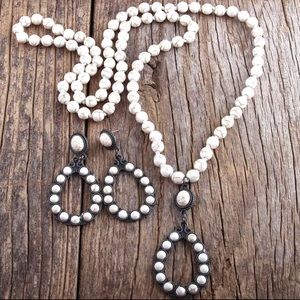 NEW Western Howlite Pendant Necklace & Earrings
